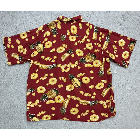 Reyn Spooner Hawaiian Shirt Mens Extra Large Pineapple Resort Wear Aloha Red - Picture 5 of 8
